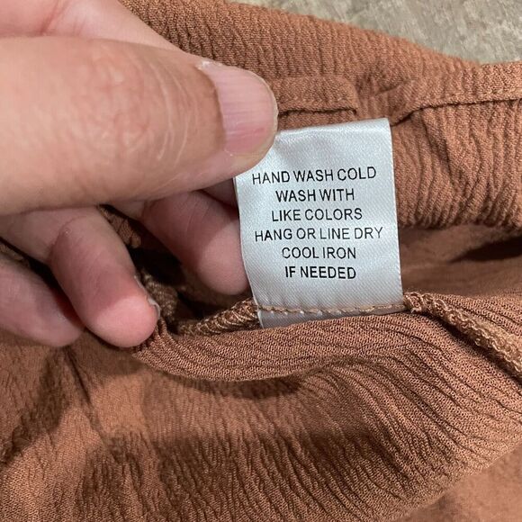 In Loom Women's Boho Peasant Top Size M - Brown with Embroidered Floral Design - Picture 6 of 12